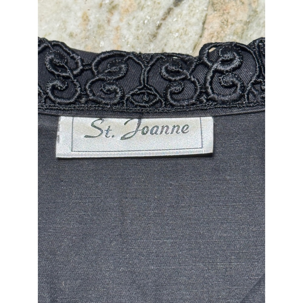 St. Joanne Lace Embroidered  Vest Womens XL Black Fringe Sleeveless Button Down - Picture 6 of 7